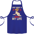 Last Night a DJ Saved My Life DJing Cotton Apron 100% Organic Royal Blue