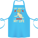 Last Night a DJ Saved My Life DJing Cotton Apron 100% Organic Turquoise