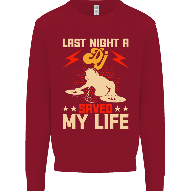 Last Night a DJ Saved My Life DJing Kids Sweatshirt Jumper Red