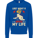 Last Night a DJ Saved My Life DJing Kids Sweatshirt Jumper Royal Blue
