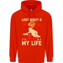 Last Night a DJ Saved My Life DJing Mens 80% Cotton Hoodie Bright Red