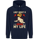 Last Night a DJ Saved My Life DJing Mens 80% Cotton Hoodie Navy Blue