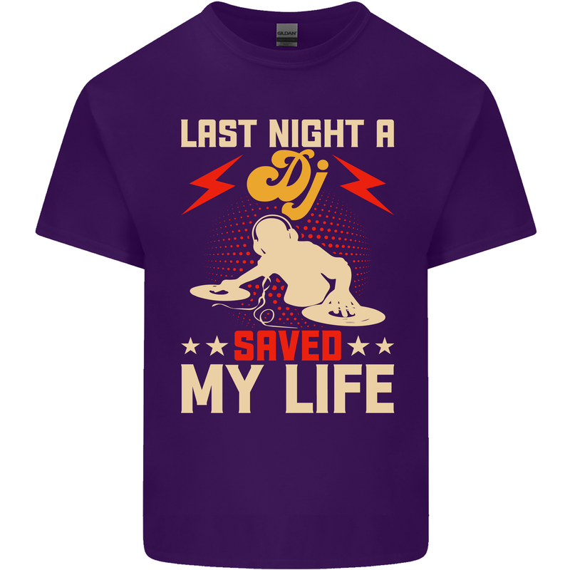 Last Night a DJ Saved My Life DJing Mens Cotton T-Shirt Tee Top Purple