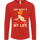 Last Night a DJ Saved My Life DJing Mens Long Sleeve T-Shirt Red