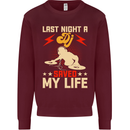 Last Night a DJ Saved My Life DJing Mens Sweatshirt Jumper Maroon