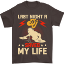Last Night a DJ Saved My Life DJing Mens T-Shirt 100% Cotton Dark Chocolate