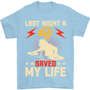 Last Night a DJ Saved My Life DJing Mens T-Shirt 100% Cotton Light Blue