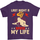 Last Night a DJ Saved My Life DJing Mens T-Shirt 100% Cotton Purple