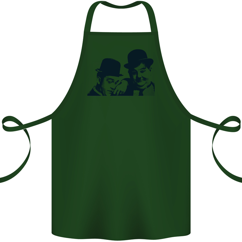Laurel & Hardy AKA Dick and Doof Cotton Apron 100% Organic Forest Green