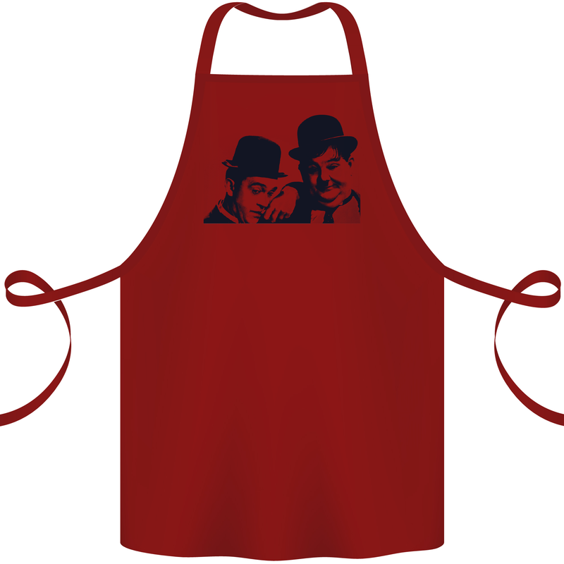 Laurel & Hardy AKA Dick and Doof Cotton Apron 100% Organic Maroon