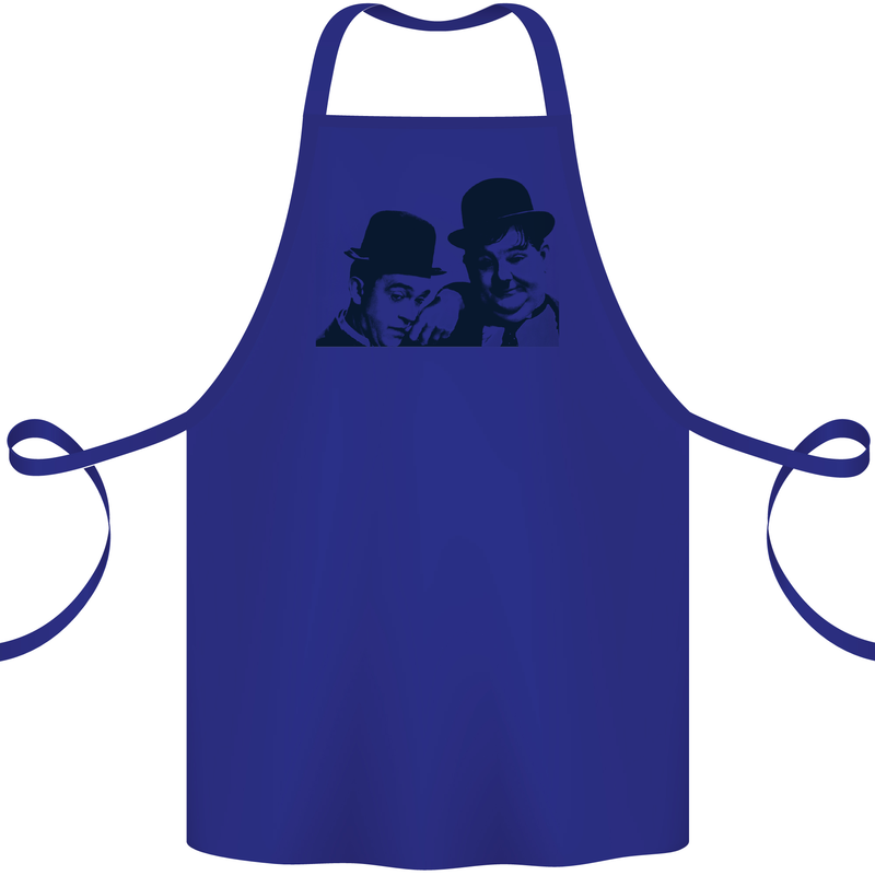 Laurel & Hardy AKA Dick and Doof Cotton Apron 100% Organic Royal Blue