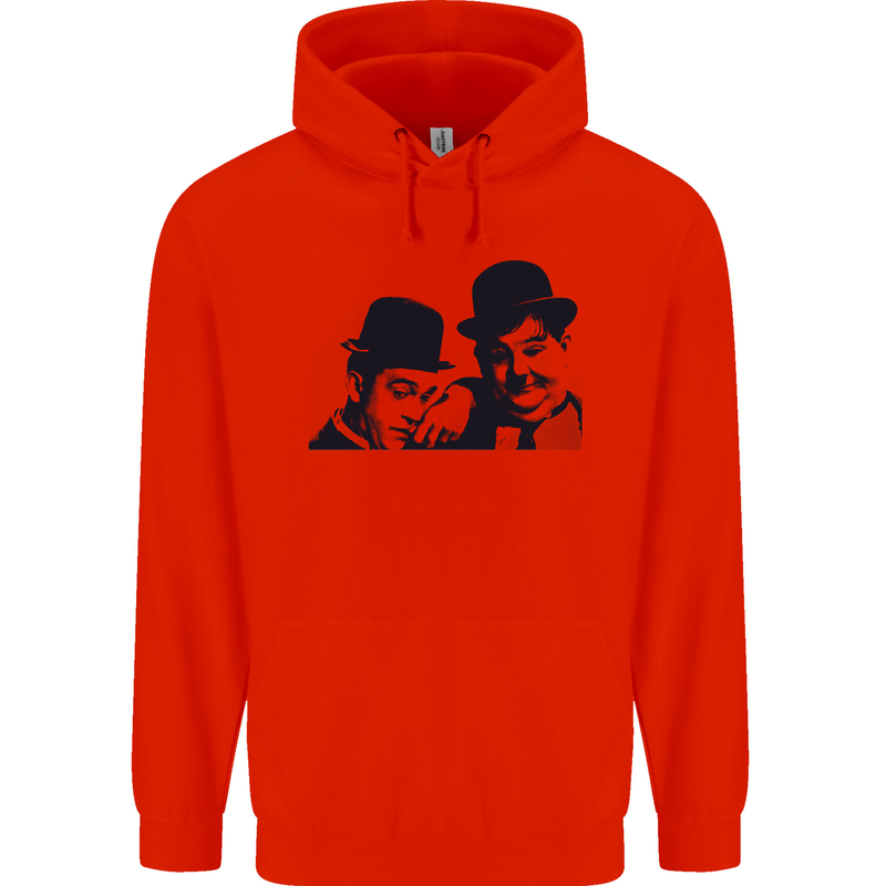 Laurel & Hardy AKA Dick and Doof Mens 80% Cotton Hoodie Bright Red