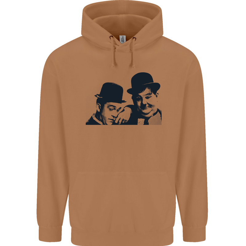 Laurel & Hardy AKA Dick and Doof Mens 80% Cotton Hoodie Caramel Latte
