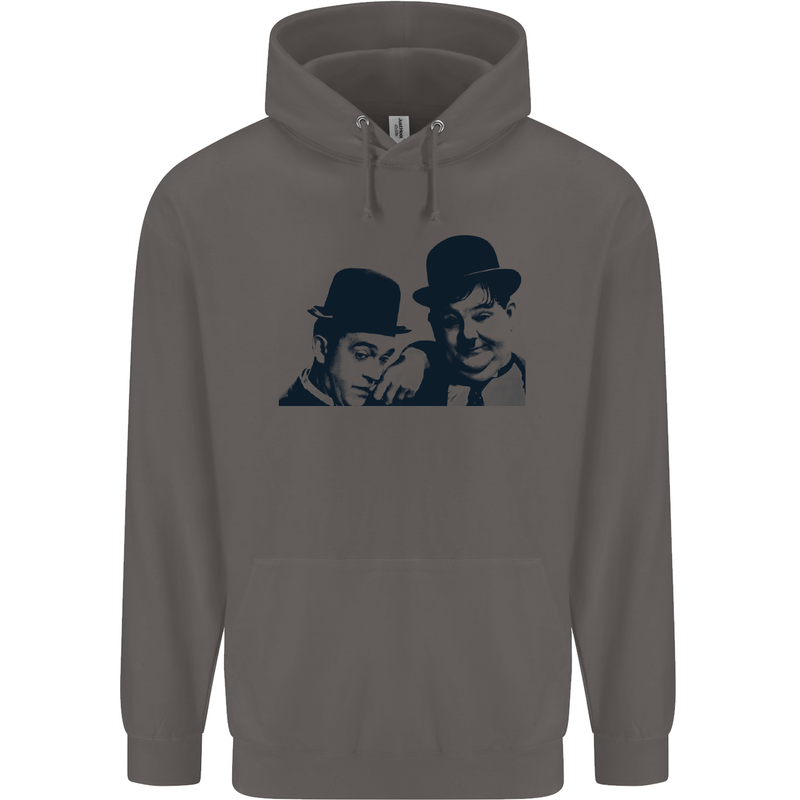 Laurel & Hardy AKA Dick and Doof Mens 80% Cotton Hoodie Charcoal