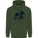 Laurel & Hardy AKA Dick and Doof Mens 80% Cotton Hoodie Forest Green