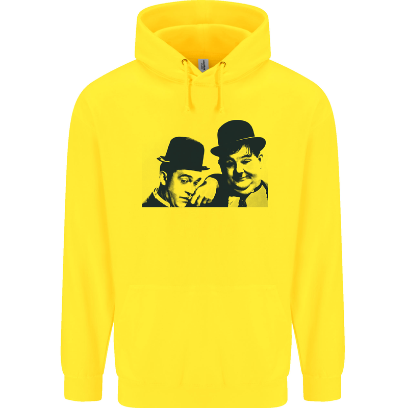 Laurel & Hardy AKA Dick and Doof Mens 80% Cotton Hoodie Yellow
