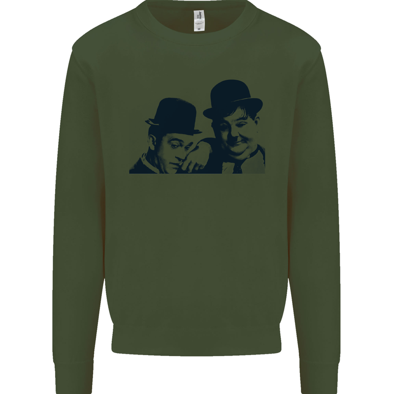 Laurel & Hardy AKA Dick and Doof Mens Sweatshirt Jumper Forest Green