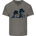 Laurel & Hardy AKA Dick and Doof Mens V-Neck Cotton T-Shirt Charcoal