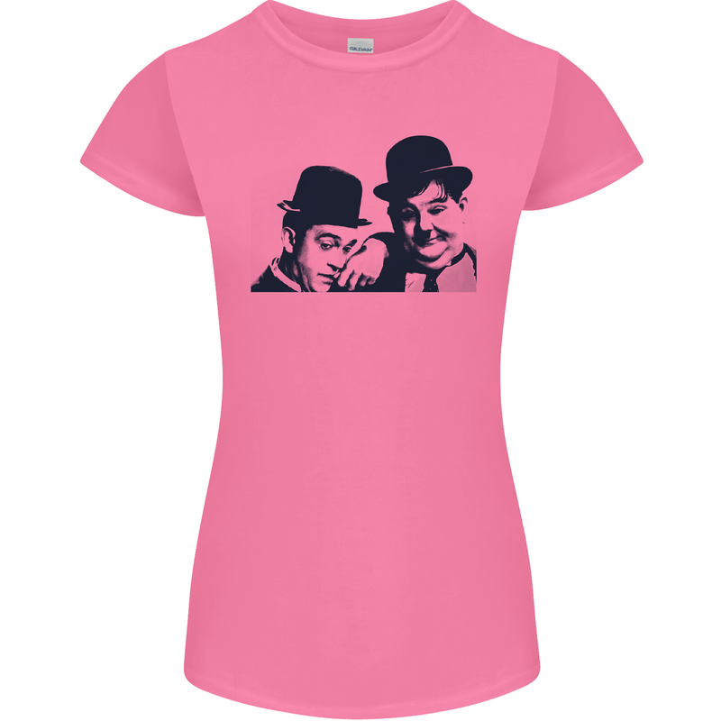 Laurel & Hardy AKA Dick and Doof Womens Petite Cut T-Shirt Azalea
