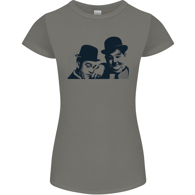 Laurel & Hardy AKA Dick and Doof Womens Petite Cut T-Shirt Charcoal