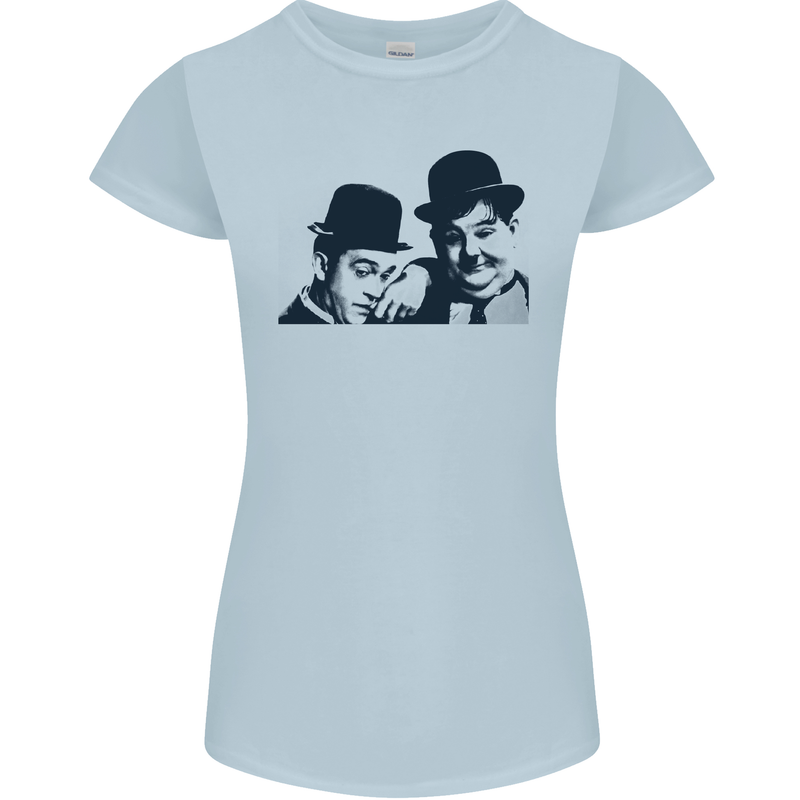 Laurel & Hardy AKA Dick and Doof Womens Petite Cut T-Shirt Light Blue