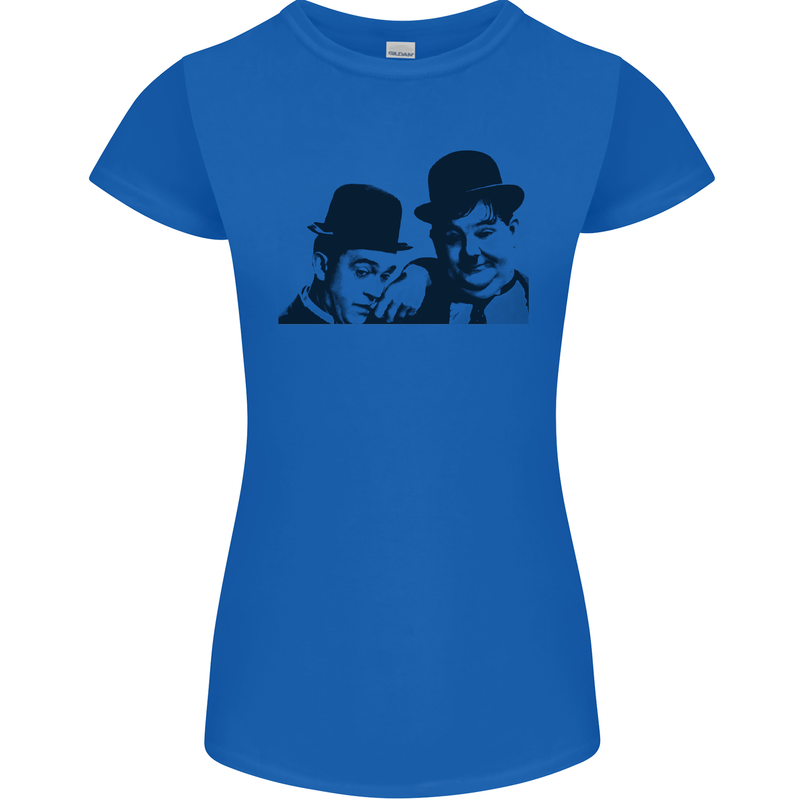Laurel & Hardy AKA Dick and Doof Womens Petite Cut T-Shirt Royal Blue