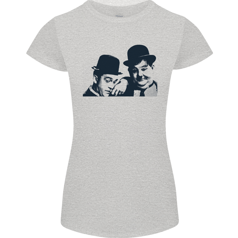 Laurel & Hardy AKA Dick and Doof Womens Petite Cut T-Shirt Sports Grey