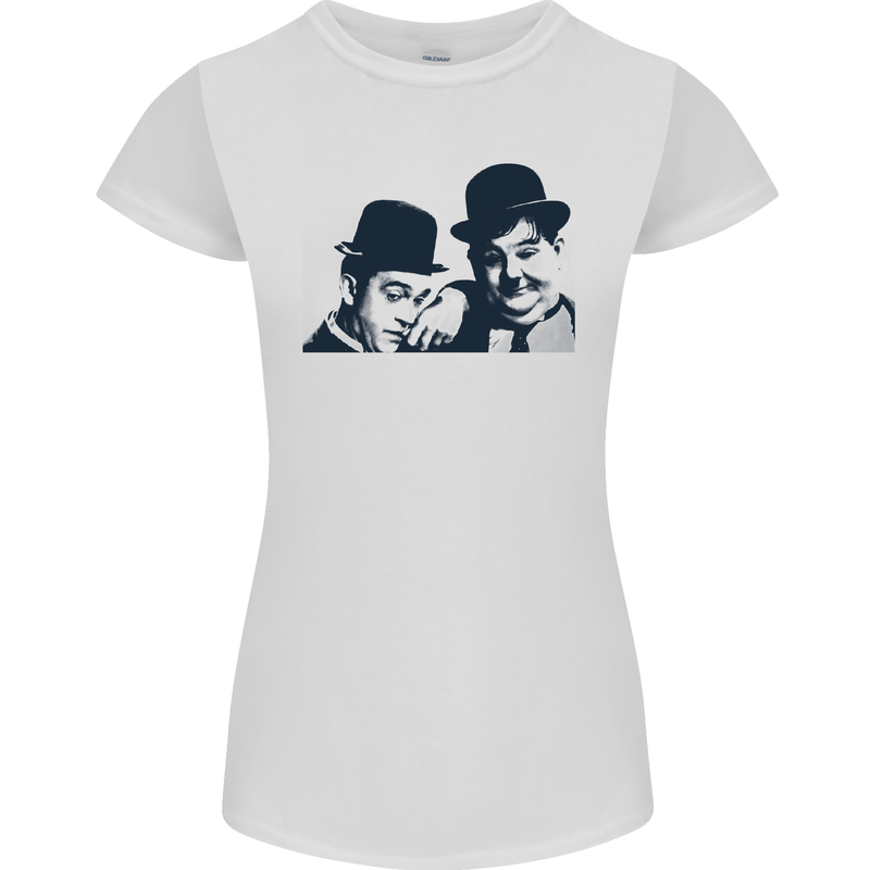 Laurel & Hardy AKA Dick and Doof Womens Petite Cut T-Shirt White
