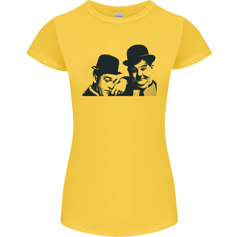 Laurel & Hardy AKA Dick and Doof Womens Petite Cut T-Shirt Yellow