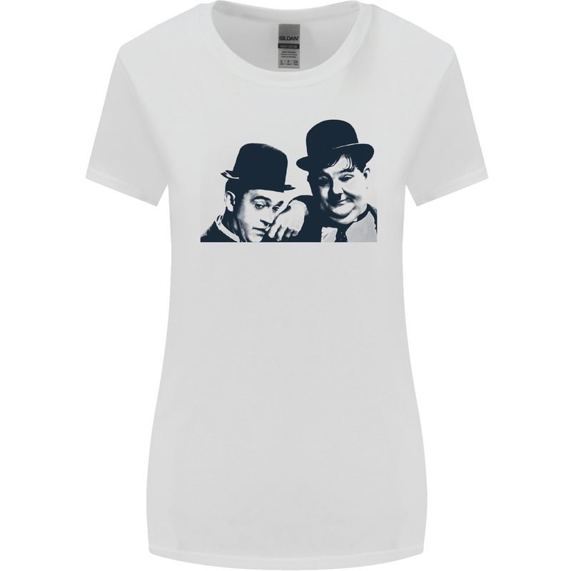 Laurel & Hardy AKA Dick and Doof Womens Wider Cut T-Shirt White