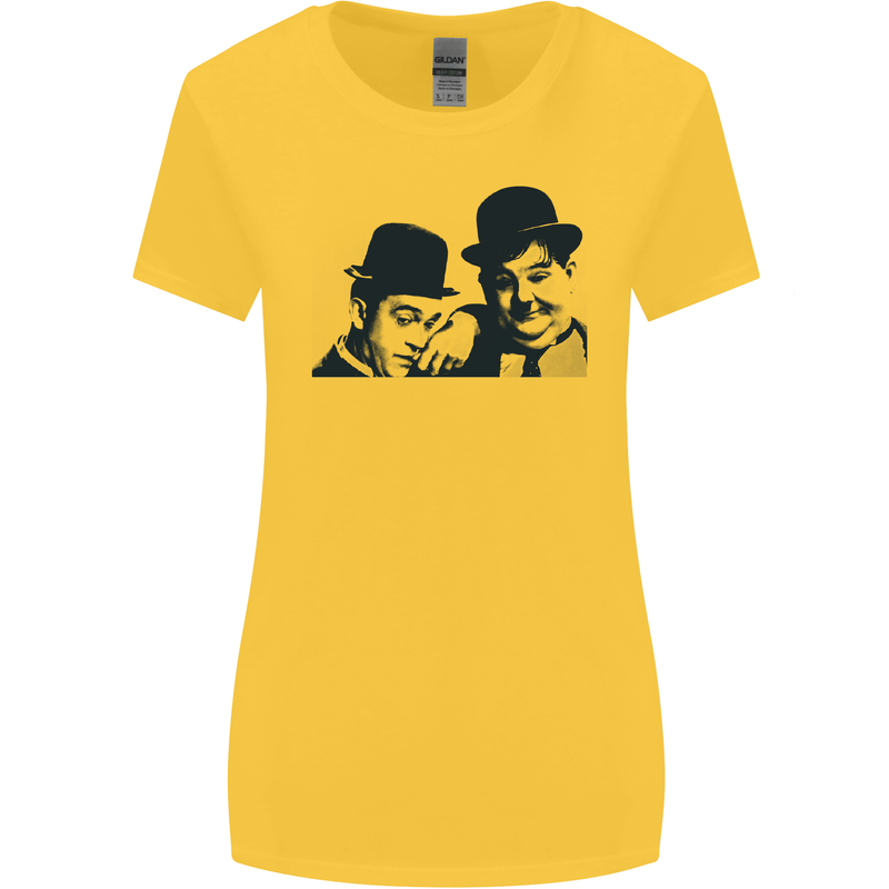 Laurel & Hardy AKA Dick and Doof Womens Wider Cut T-Shirt Yellow