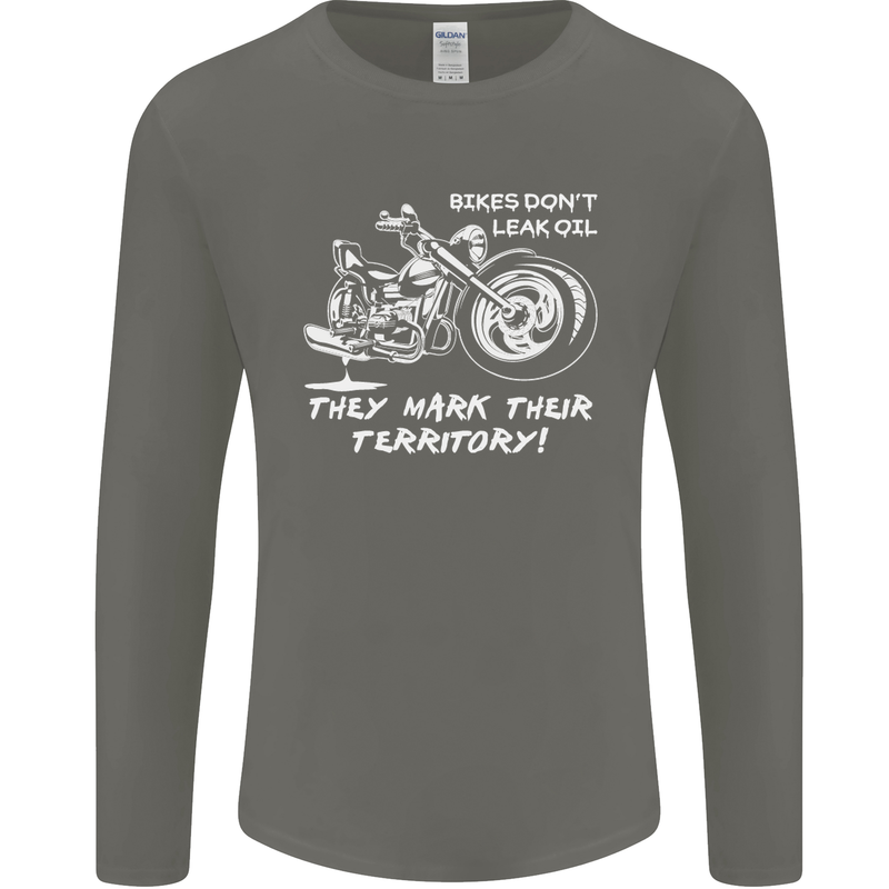 Leak Oil Motorcycle Motorbike Biker Mens Long Sleeve T-Shirt Charcoal