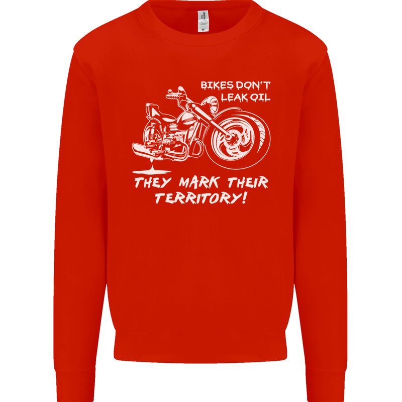 Leak Oil Motorcycle Motorbike Biker Mens Sweatshirt Jumper Bright Red