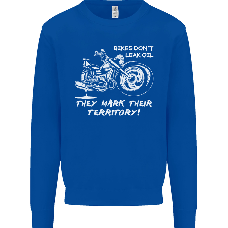 Leak Oil Motorcycle Motorbike Biker Mens Sweatshirt Jumper Royal Blue
