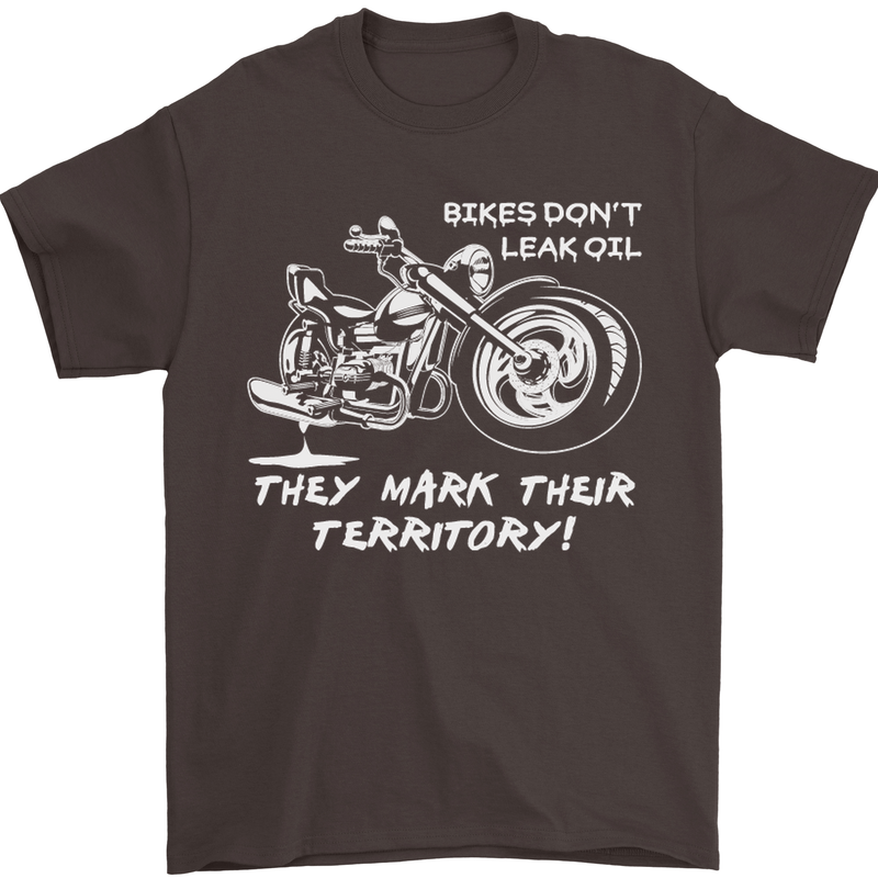 Leak Oil Motorcycle Motorbike Biker Mens T-Shirt Cotton Gildan Dark Chocolate