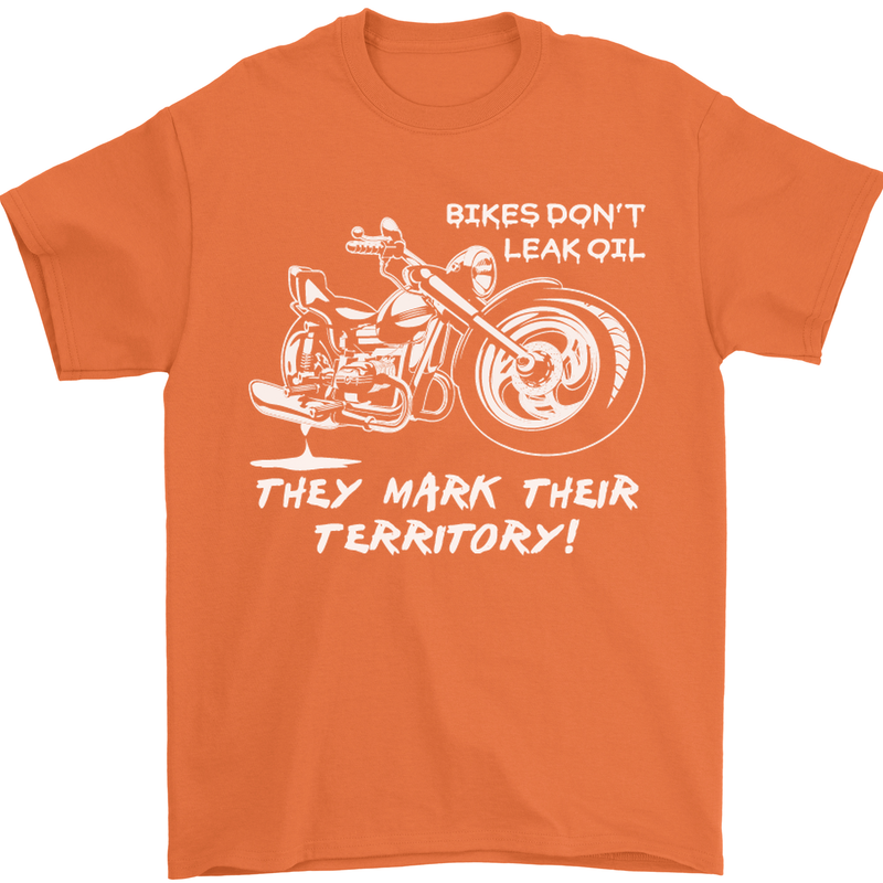 Leak Oil Motorcycle Motorbike Biker Mens T-Shirt Cotton Gildan Orange