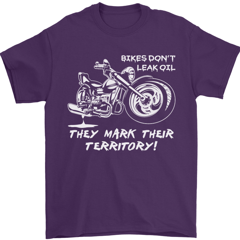 Leak Oil Motorcycle Motorbike Biker Mens T-Shirt Cotton Gildan Purple