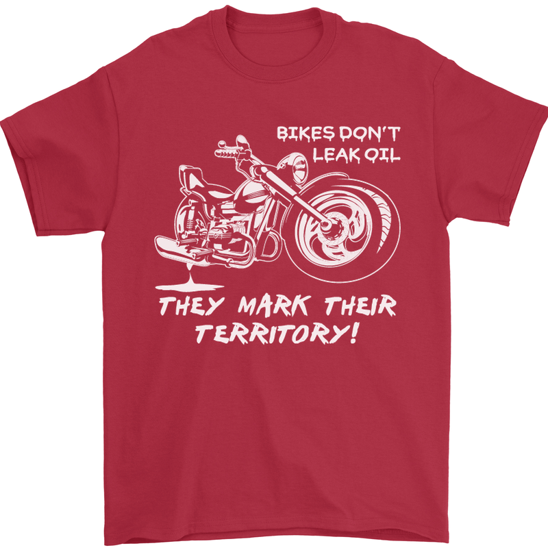 Leak Oil Motorcycle Motorbike Biker Mens T-Shirt Cotton Gildan Red
