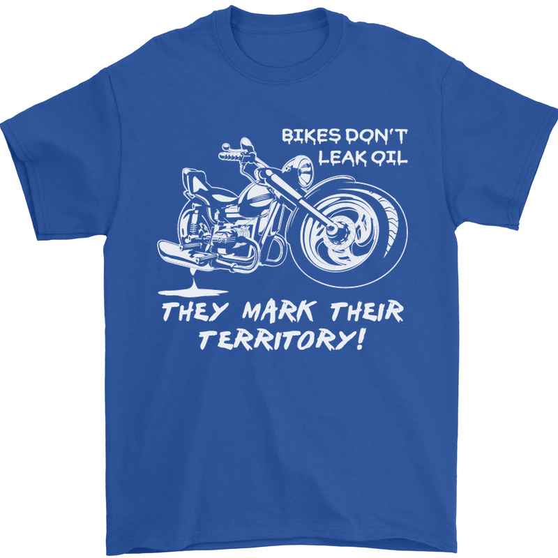 Leak Oil Motorcycle Motorbike Biker Mens T-Shirt Cotton Gildan Royal Blue