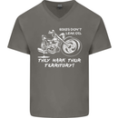 Leak Oil Motorcycle Motorbike Biker Mens V-Neck Cotton T-Shirt Charcoal