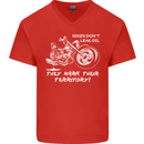 Leak Oil Motorcycle Motorbike Biker Mens V-Neck Cotton T-Shirt Red