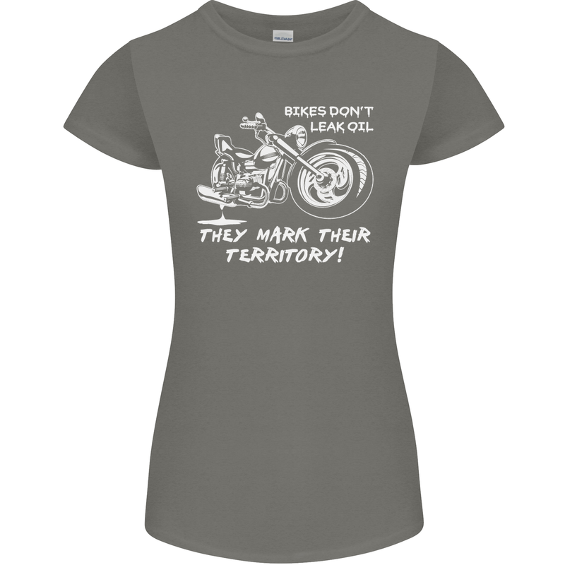 Leak Oil Motorcycle Motorbike Biker Womens Petite Cut T-Shirt Charcoal