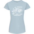 Leak Oil Motorcycle Motorbike Biker Womens Petite Cut T-Shirt Light Blue