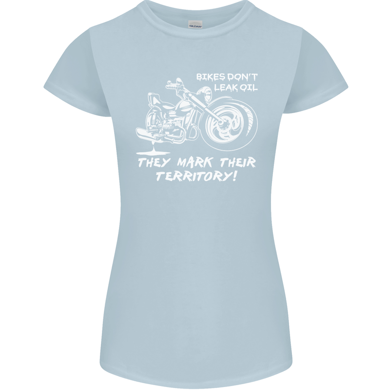 Leak Oil Motorcycle Motorbike Biker Womens Petite Cut T-Shirt Light Blue