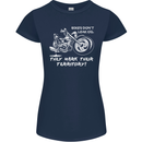 Leak Oil Motorcycle Motorbike Biker Womens Petite Cut T-Shirt Navy Blue