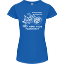 Leak Oil Motorcycle Motorbike Biker Womens Petite Cut T-Shirt Royal Blue