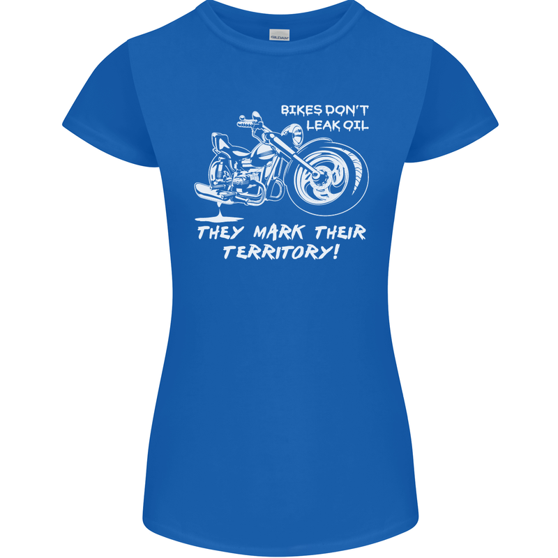 Leak Oil Motorcycle Motorbike Biker Womens Petite Cut T-Shirt Royal Blue