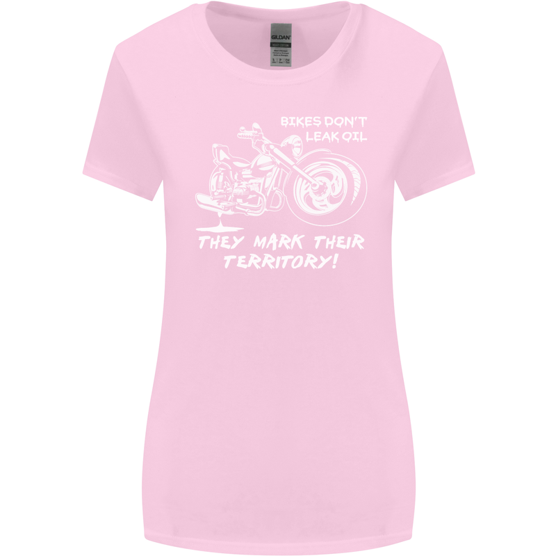 Leak Oil Motorcycle Motorbike Biker Womens Wider Cut T-Shirt Light Pink