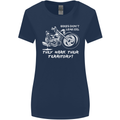 Leak Oil Motorcycle Motorbike Biker Womens Wider Cut T-Shirt Navy Blue