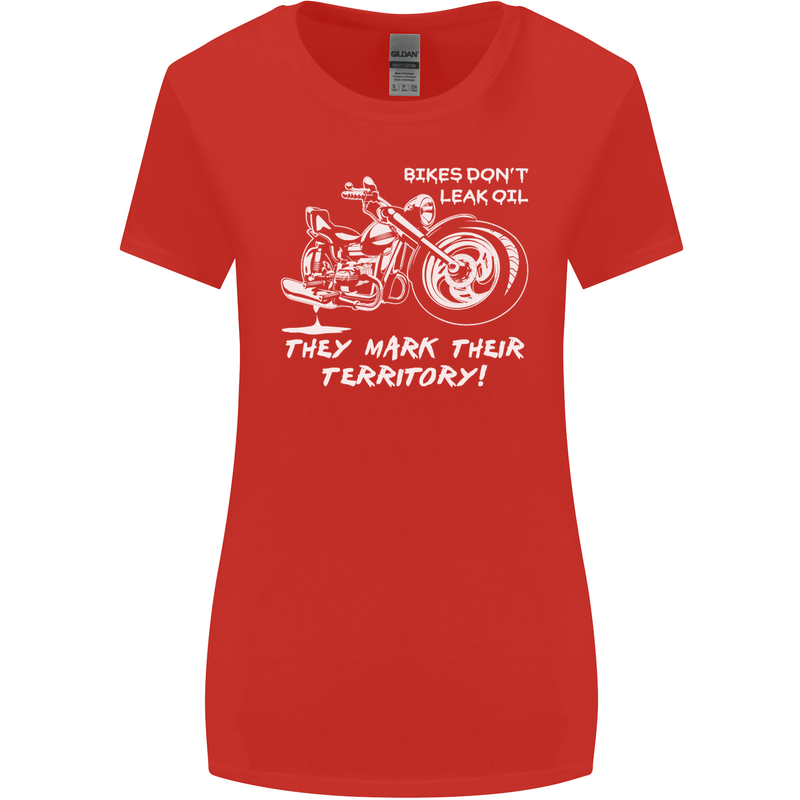 Leak Oil Motorcycle Motorbike Biker Womens Wider Cut T-Shirt Red